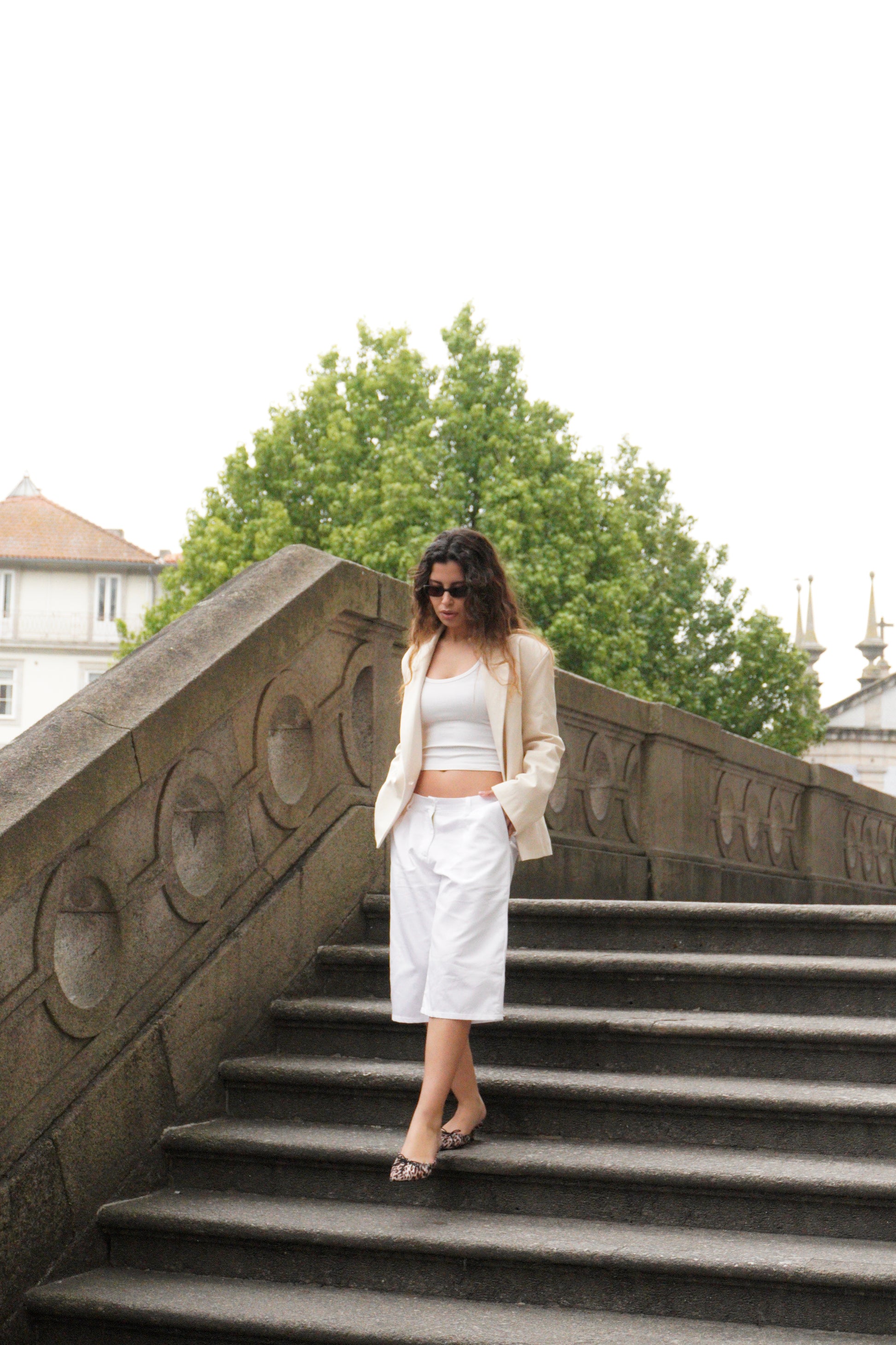 Cream Linen Oversized Blazer