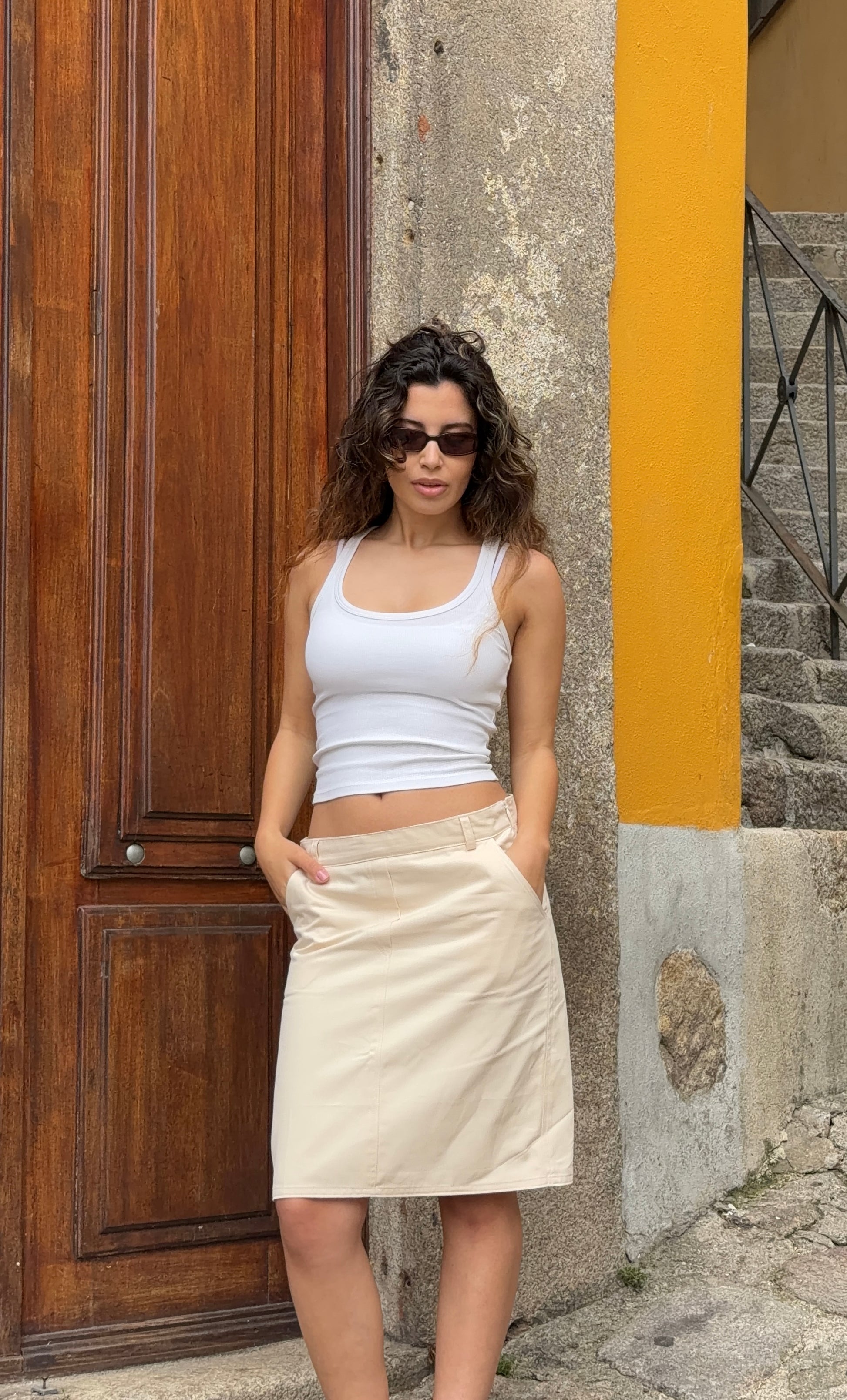 Cream Midi Skirt