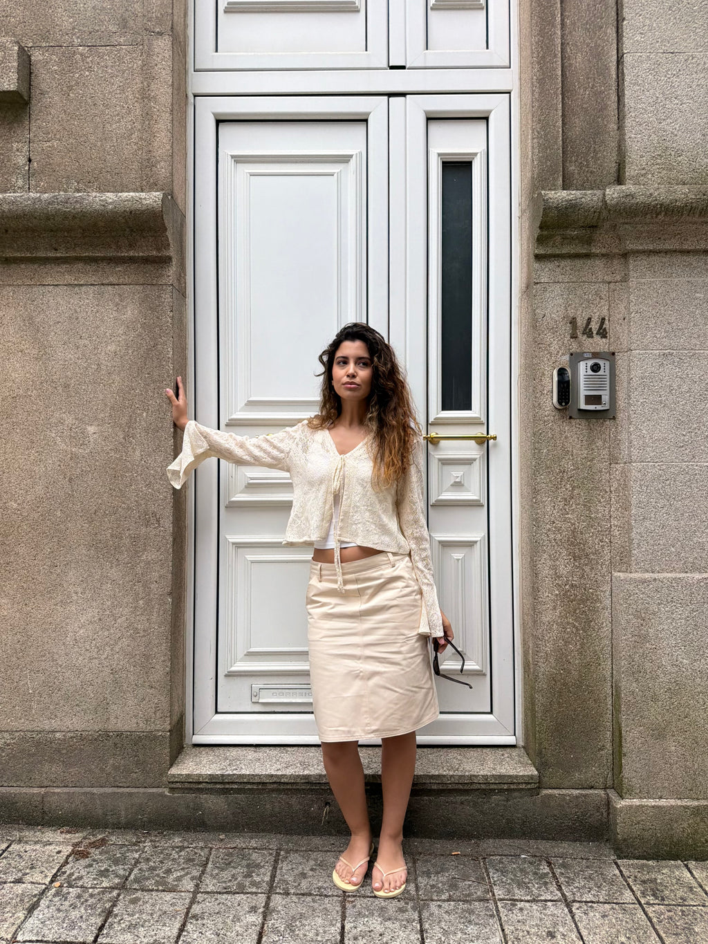 Cream Midi Skirt