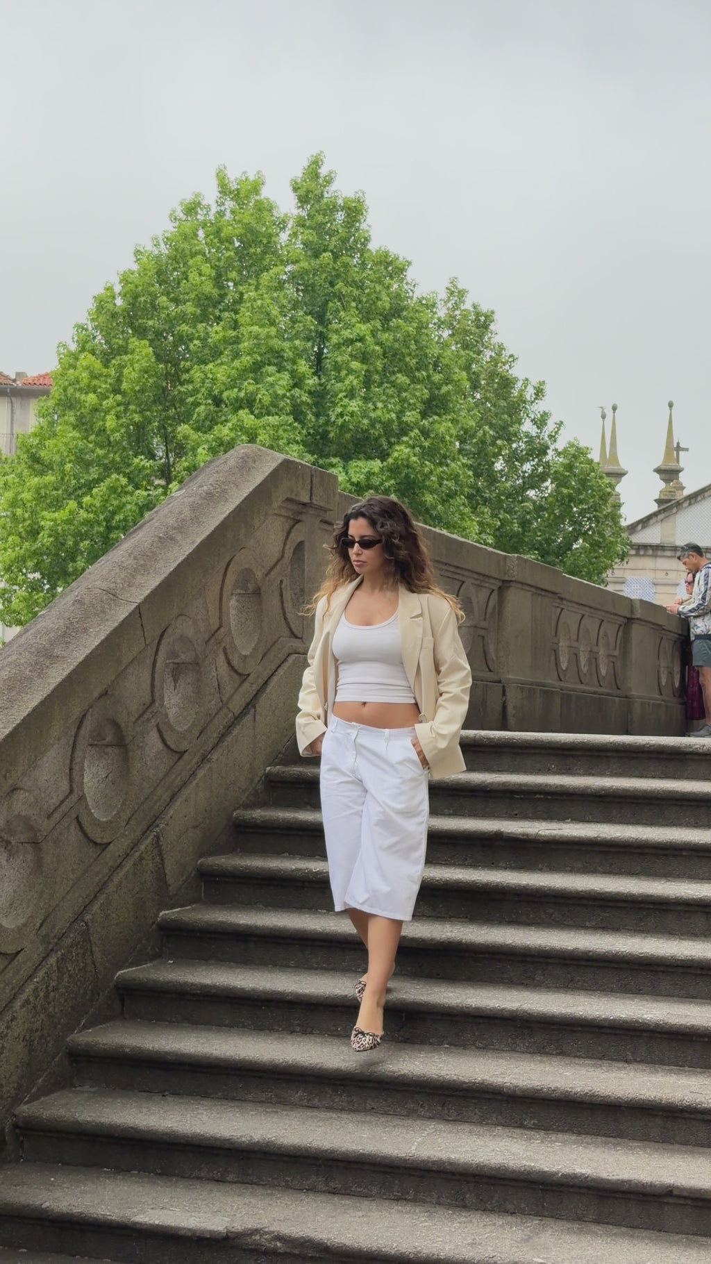 Cream Linen Oversized Blazer